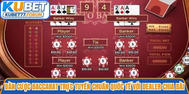 Bàn cược Baccarat trực tuyến chuẩn quốc tế với Dealer chia bài chuyên nghiệp